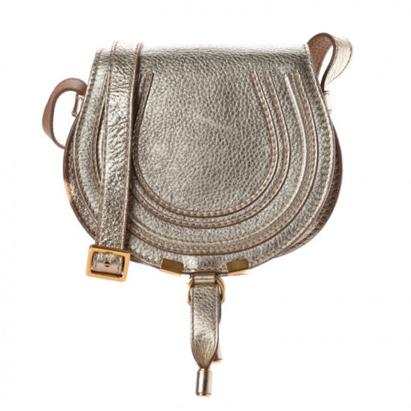 Chloe Handbags - Chloe Gold Crossbody Bag with Textured Leather and Adjustable Strap